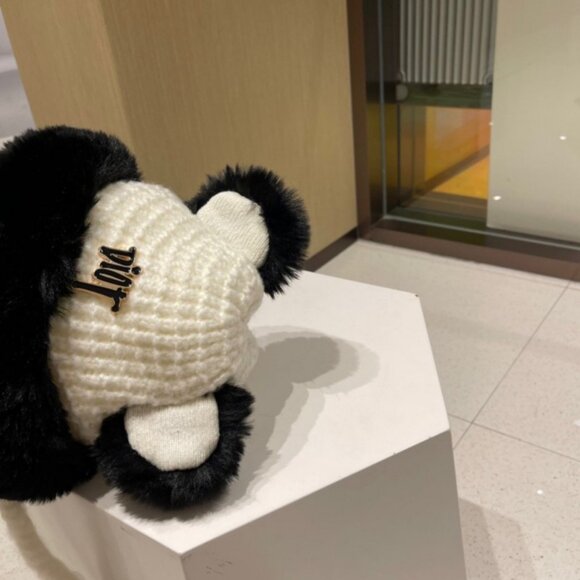 Dior Black and White Panda Ear Knitted Hat - Picture 7 of 8